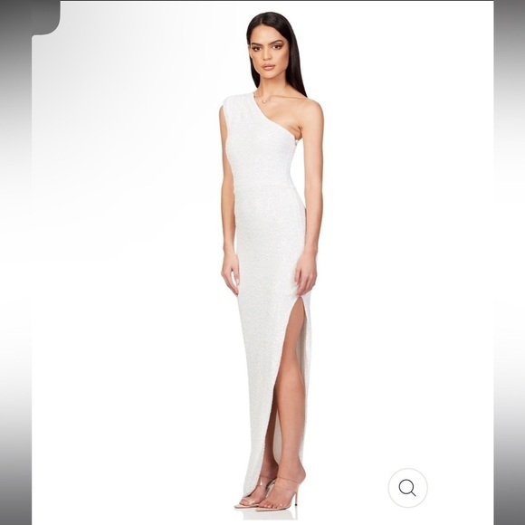 Nookie Gold Sequin Embellished One Shoulder Veda Gown Maxi Dress ✨ Small NWOT - Picture 4 of 6